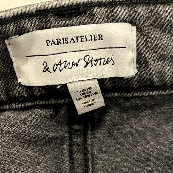 &‎ Other Stories Favorite Cut Cropped High Waist Acid Wash Grey Jeans Size 28 - Picture 6 of 8